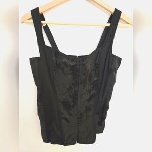 Vinatge black floral tie back corset boudoir french girl modern | size 40